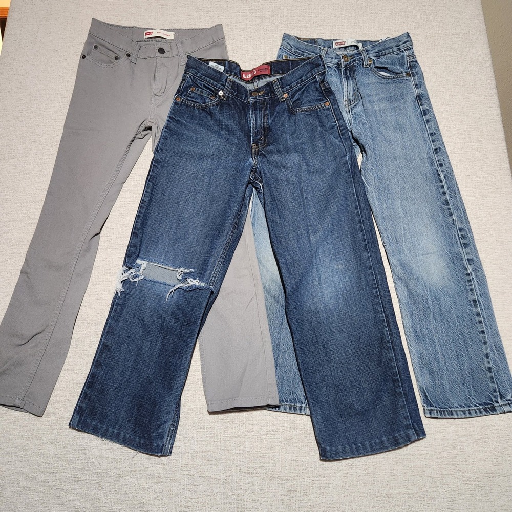 Levis Jeans Bundle Kids Size 14 Reg Grey Blue 510 Skinny 514 Straight 550 Denim